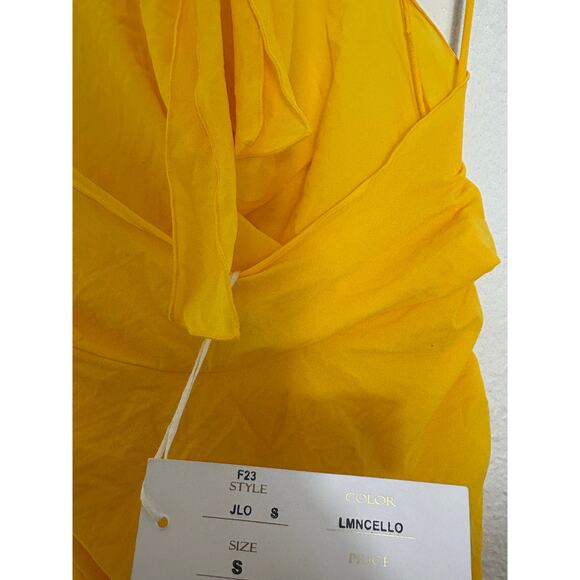 NWT Revolve Indah JLo's Evening Gown Small Limoncello Yellow Mesh Resort Wear - Picture 5 of 14